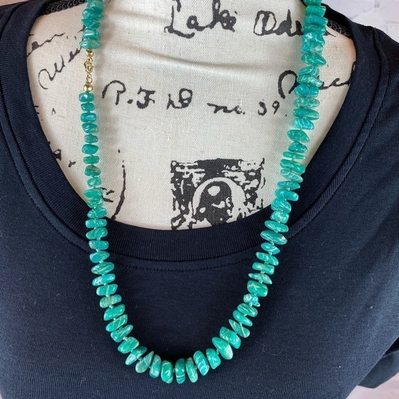 Turquoise Colored Glass Bead Necklace - Picture 3 of 3
